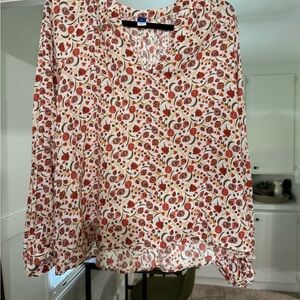 Old Navy Floral Print Blouse in Red and White